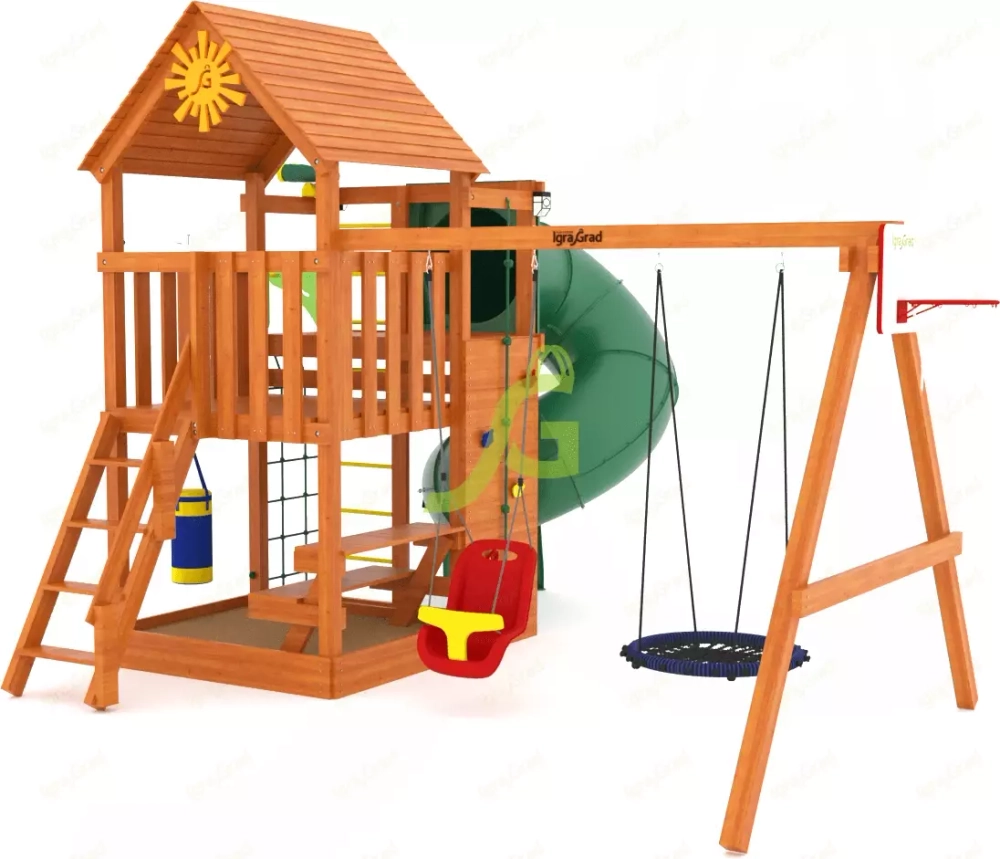 Детская площадка с горкой трубой