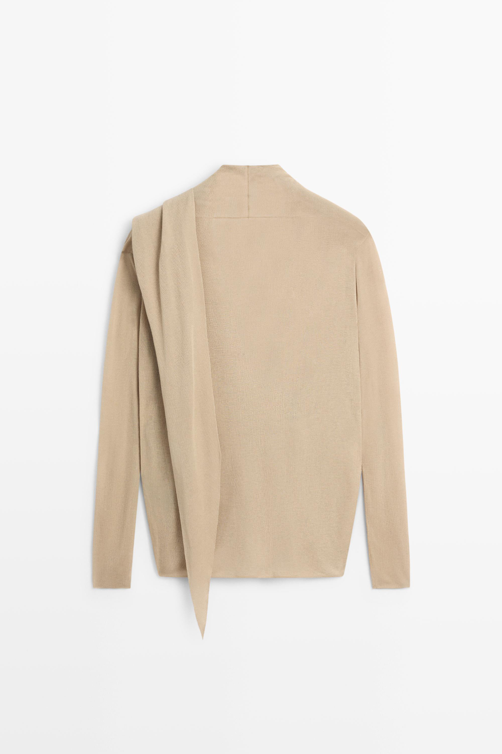 Massimo Dutti Трикотажный кардиган с драпировкой и запахом, песочный