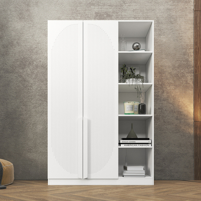 Шкаф Агератум МДФ двухсекционный с стеллажом в белой эмали - Белый Фасадный 0101  190*50*220