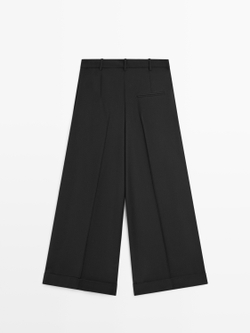 Massimo Dutti Свободные брюки с вытачками, черный