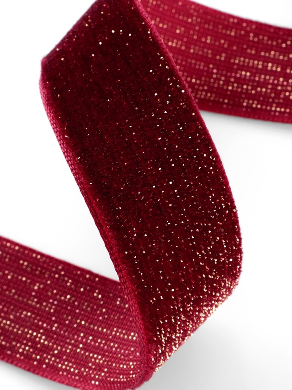 Бархатная лента с золотым люрексом 20 мм