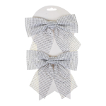 Бант на ёлку "Волшебство" 15*15см. (набор 2 шт.) Серебро (Серпантин)