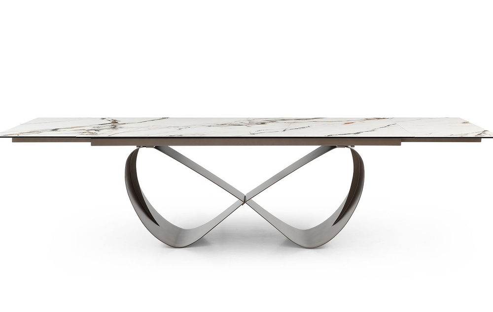 Стол DT9305CI (200-300) белый керамика KL-188/золотая пудра