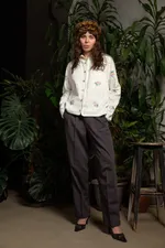 Рубашка Soeurs со Светло-Зеленым Краем / Light Green Hem Long Sleeve белая