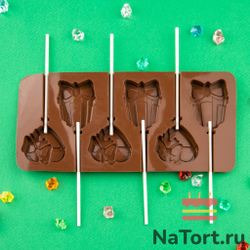 Силиконовая форма для леденцов «Подарок с бантиком», 6 ячеек