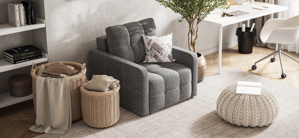 Кресло-кровать Денди Слим рогожка Мальмо серый