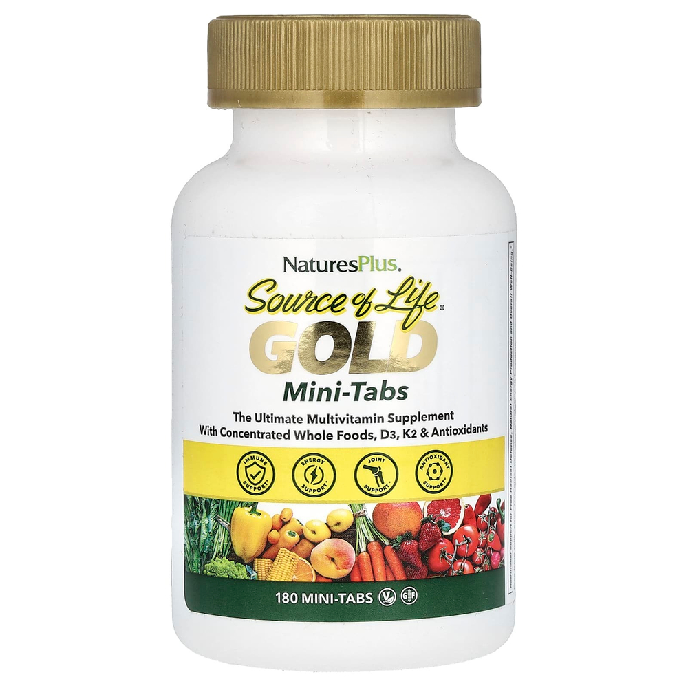 NaturesPlus, Source of Life®, Gold, лучшая мультивитаминная добавка, 180 мини-таблеток