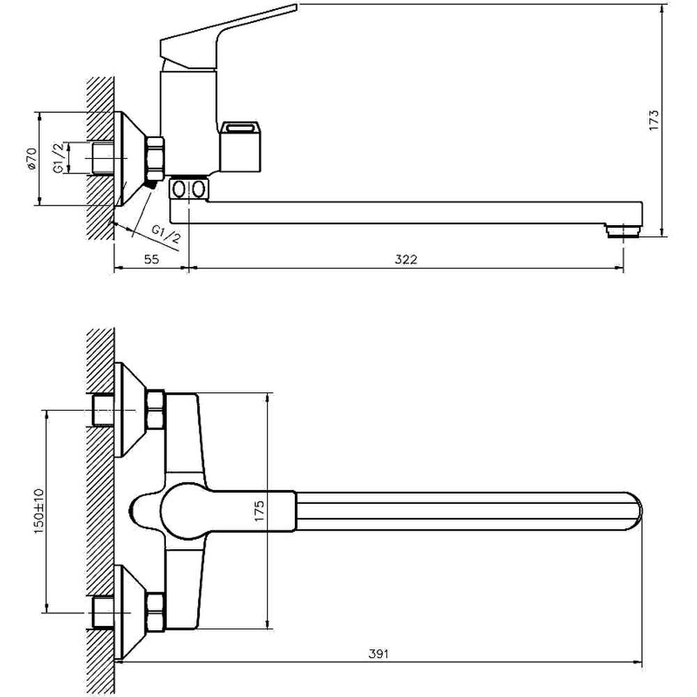 СМЕСИТЕЛЬ ДЛЯ ВАННЫ ESKO ST-PETERBURG SPB31 ИЗЛИВ 300ММ