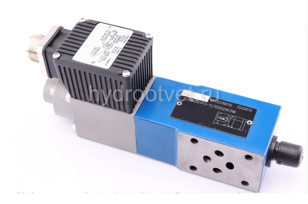 ZDBEE6VP2-1X/50G24K31M - Пропорциональный предохранительный клапан Ду6 (расход до 30 л/мин), давление регулировки до 50 бар, встроенные усилитель = есть, монтаж - модульный