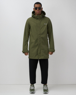 Парка спортивная мужская с капюшоном softshell цвета хаки 9565Kh