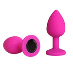 Анальная втулка фуксия с кристаллом Medium черный 8 см