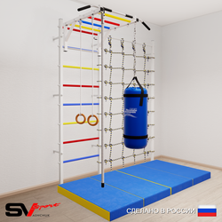 Шведская стенка Sv Sport 53360 (Турник рукоход/Канат/Кольца/Цепь/Мешок 22кг/Мат 2м/Канатный лаз)