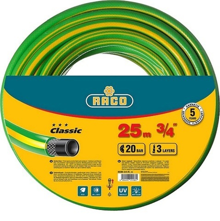 Шланг поливочный 20 атм, трёхслойный, армированный, 3/4", 25 м, RACO CLASSIC