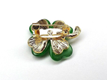 Брошка "Четырехлистный клевер".  Символ удачи. Оберег от сглаза. Цвет золото. Зеленый
