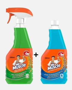 СРЕДСТВО ДЛЯ СТЕКОЛ MR MUSCLE УТРЕННЯЯ РОСА ТРИГГЕР 530МЛ + ПОСЛЕ ДОЖДЯ СМЕН БУТ 530МЛ