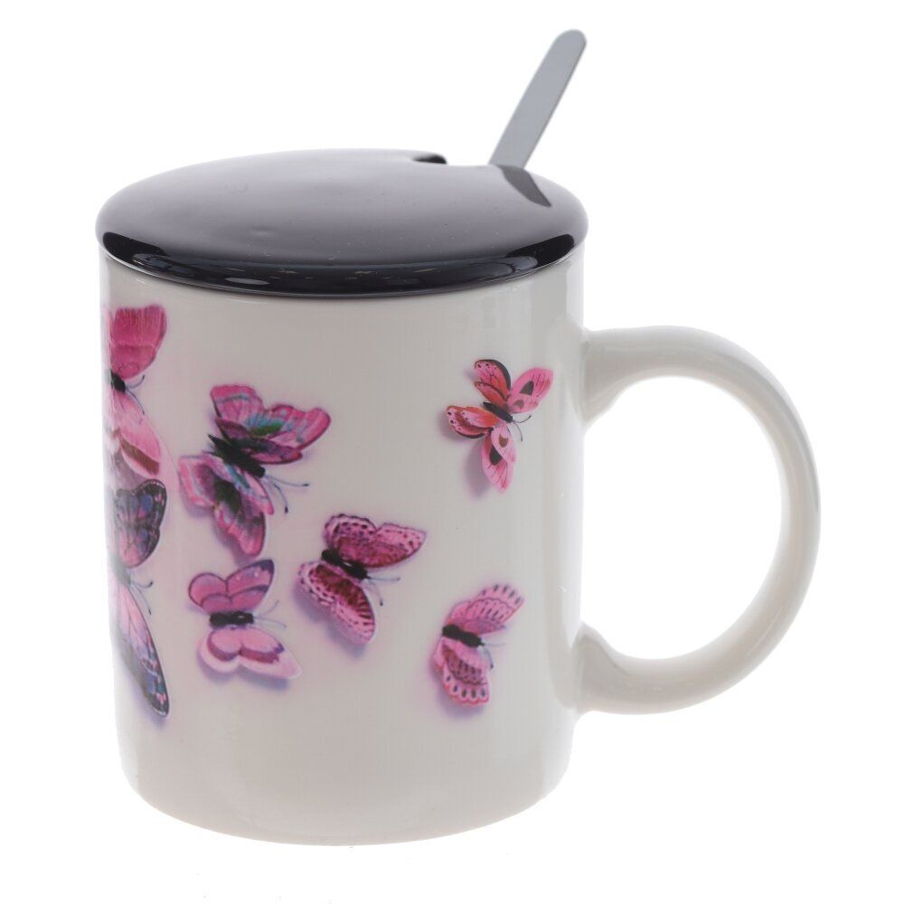 GAEM Кружка с крышкой и ложкой, 350 мл, L12 W8 H10 см, 4в.