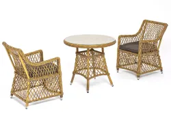 "Эспрессо-80 L" обеденная группа плетеная, цвет соломенный
