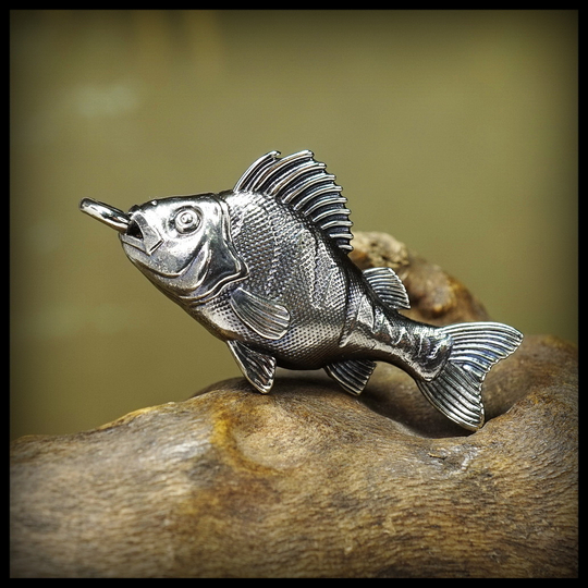 Брелок для ключей "Окунь" , мельхиор