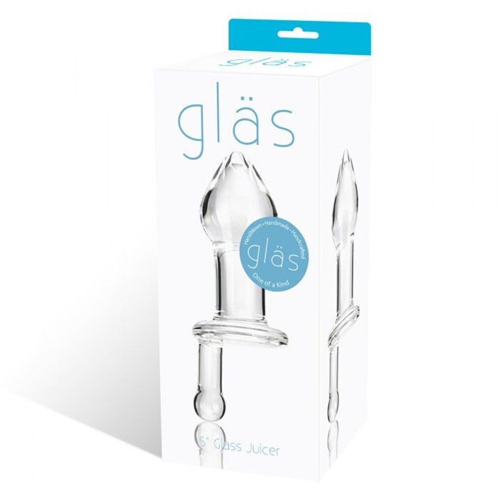 Прозрачный стеклянный анальный плаг с ручкой Glass Juicer - 12,7 см. (Цвет: прозрачный)