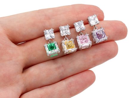 Серьги Квадратные "Pink", 18,5мм