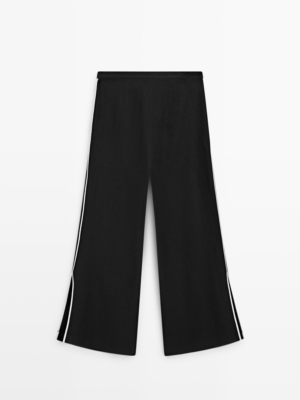 Massimo Dutti Льняные брюки с контрастной окантовкой, черный