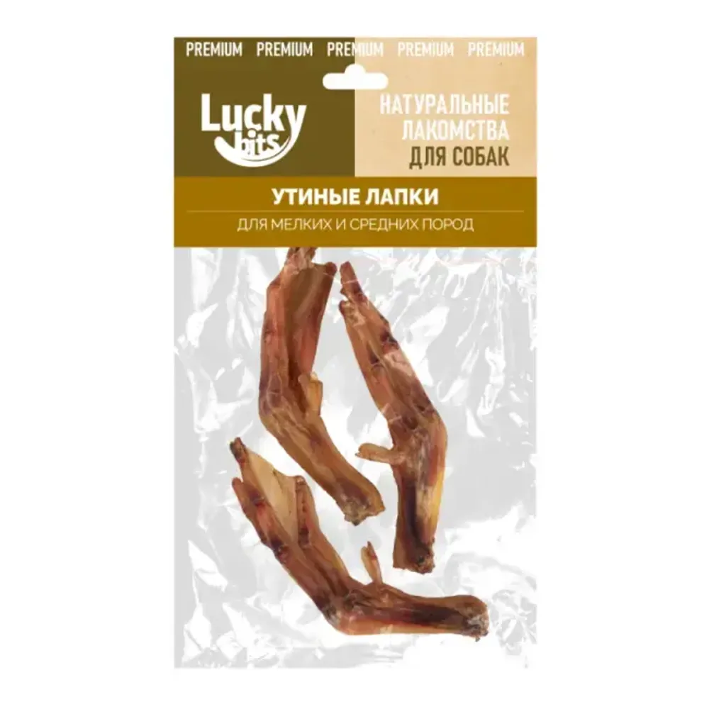 Лакомство для собак Lucky bits Утиные лапки 45гр