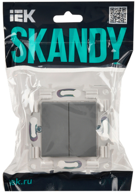 SKANDY Выключатель 2-клавишный проходной 10А SK-V05Gr серый IEK