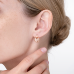 Серьги «Роза ветров» с английским замком из красного золота с фианитом