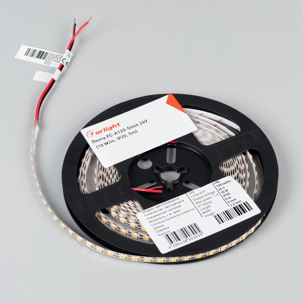 Светодиодная лента FC-A120-5mm 24V Warm2400-CX1 (10 W/m, IP20, 5m) (Arlight, резка 1 светодиод) 052783