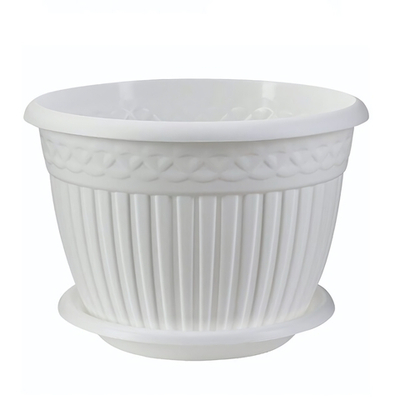 Кашпо "Византия" (3л.) с блюдцем Цв. Белый