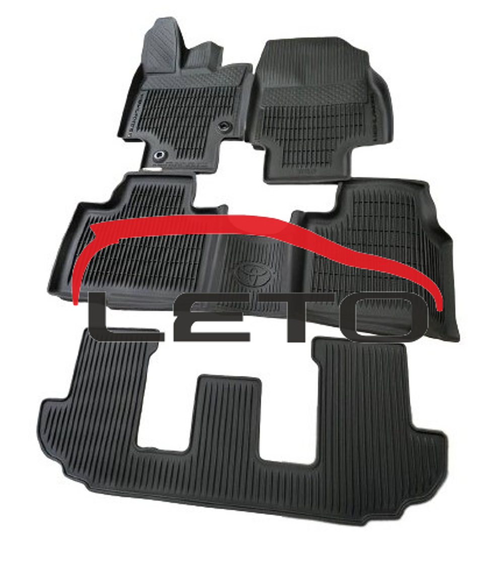 Коврики салона резиновые черные (и для 3-го ряда) PT908-48200-20 PT9084820020