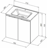 Тумба с раковиной Aquanet Алвита New 303904 70 антрацит