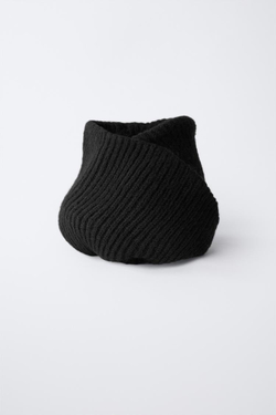 ZARA БАЗОВЫЙ ТРИКОТАЖНЫЙ СНУД, ЧЕРНЫЙ