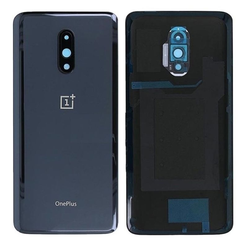 Задняя крышка для OnePlus 7 серая (Mirror Gray) со стеклом камеры