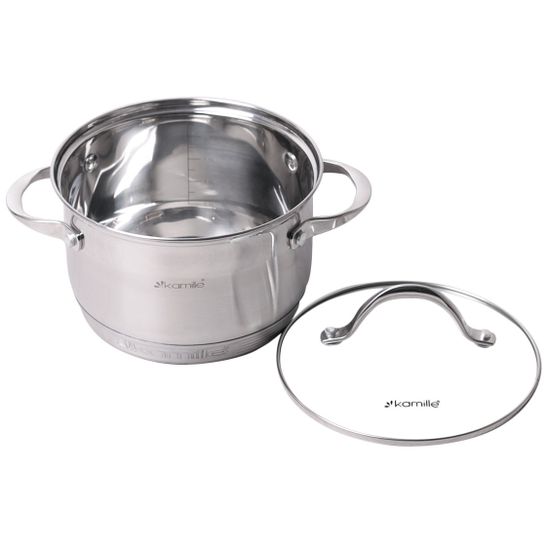 Кастрюля 3,9 л. из нержавеющей стали Kamille KM 4720S с крышкой и 7-слойным дном