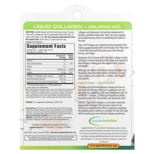 Applied Nutrition, Жидкий концентрат бульона с коллагеном, со вкусом ягод, 10 упаковок по 10 мл