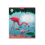 Тетрадь 12л., линия, Erich Krause, скрепка, офсет, мелован. картон "Фламинго", в пленке 10 шт.