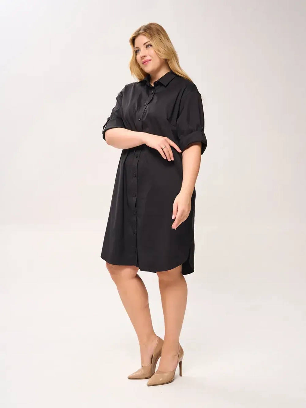Платье-рубашка с карманами
