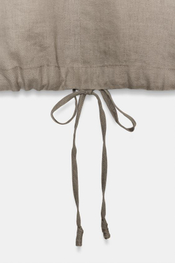 ZARA ТОП ИЗ 100% ЛЬНА НА ШНУРКАХ — ZW COLLECTION, СЕРОВАТО-КОРИЧНЕВЫЙ