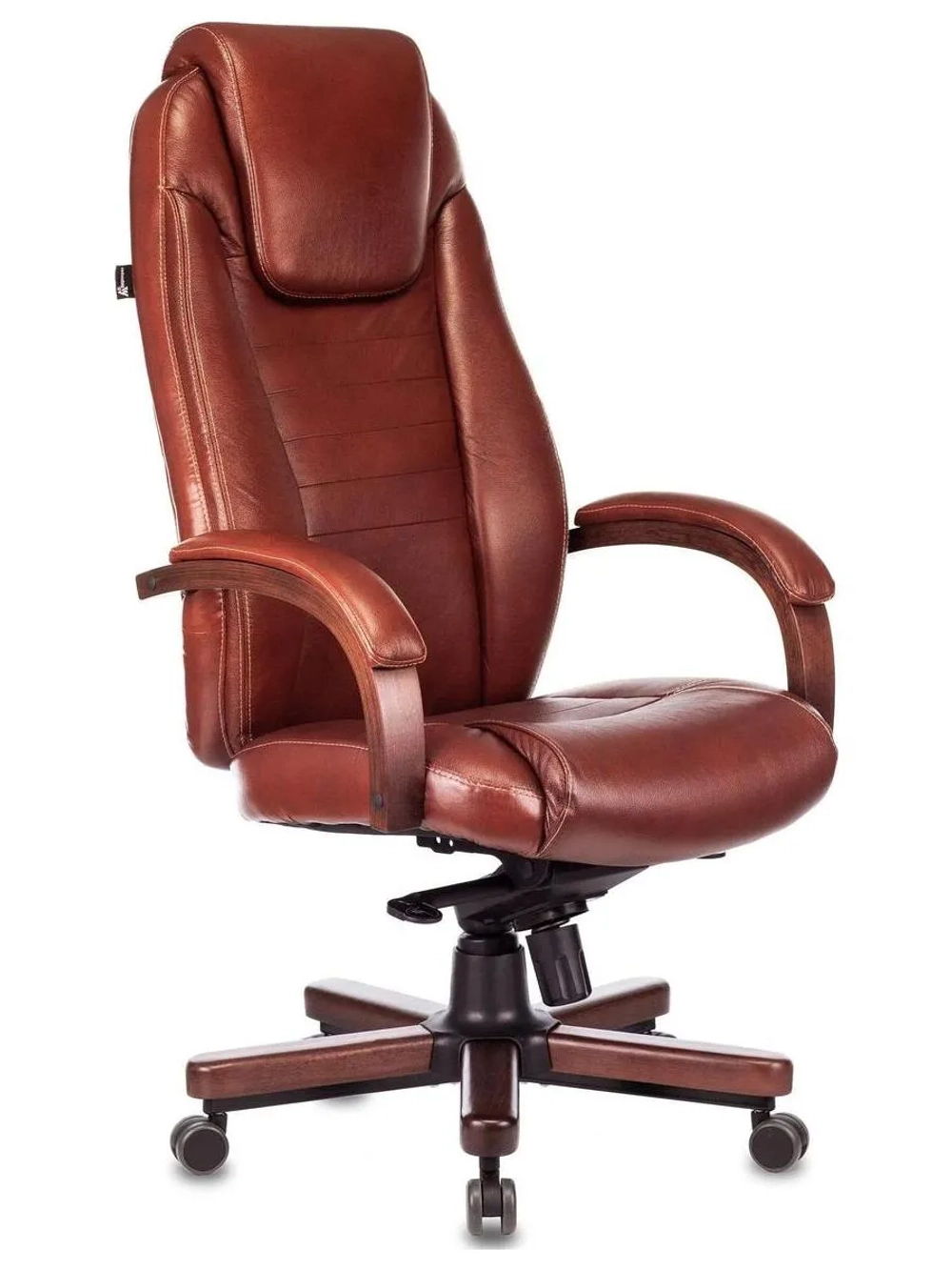 Кресло руководителя Бюрократ T-9923WALNUT светло-коричневый Leather Eichel, кожа, крестовина металл/дерево