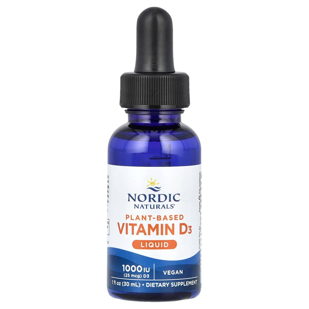 Nordic Naturals, растительный витамин D3, жидкая добавка, со вкусом яблока, 25 мкг (1000 МЕ), 30 мл (1 жидк. унция)