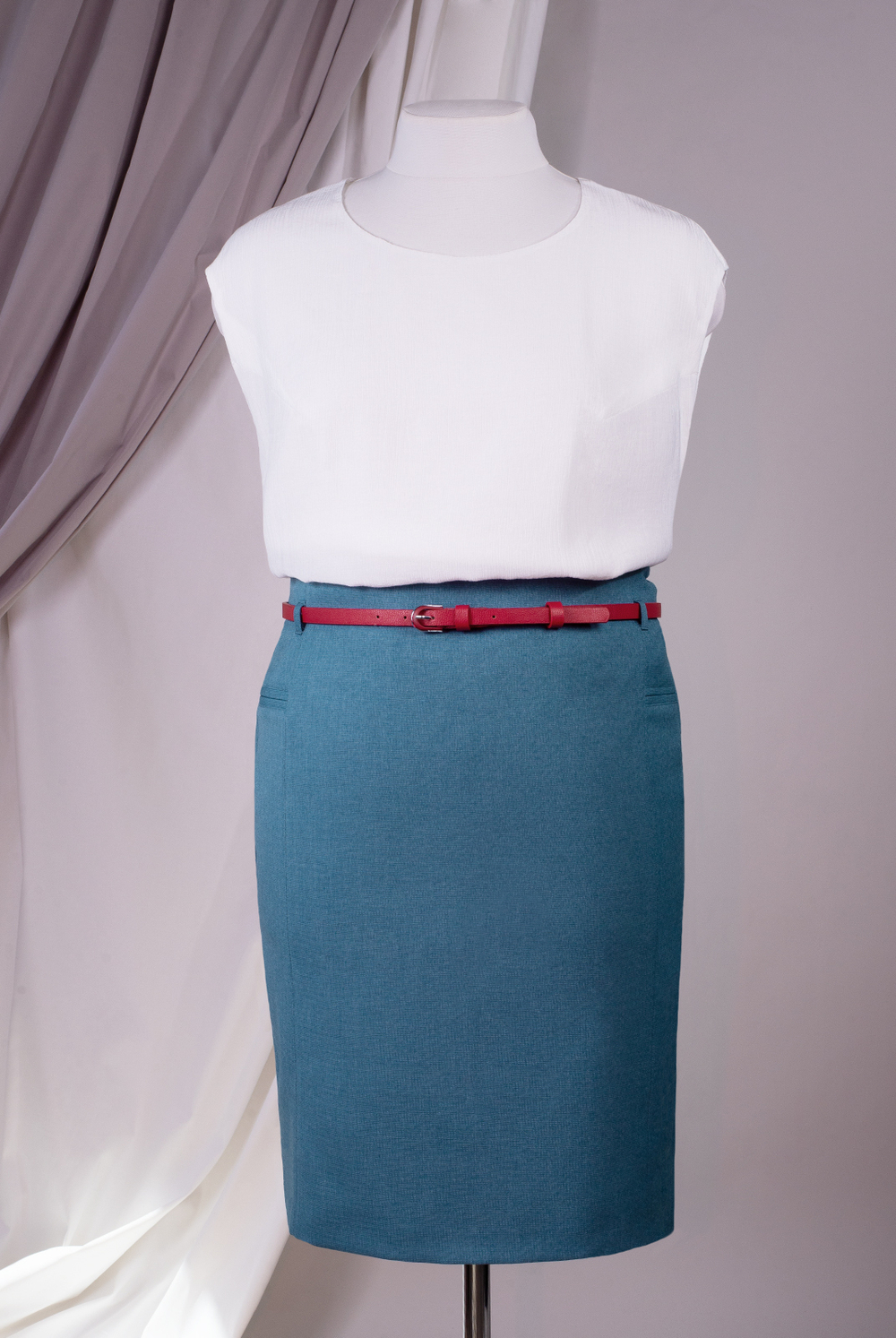 Юбка карандаш 1047Аа-55, ниагара #48Н011047Аа-55