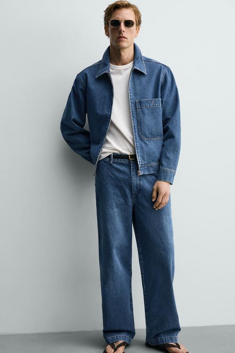 ZARA ДЖИНСЫ ЧИНОС STRAIGHT FIT, СИНИЙ