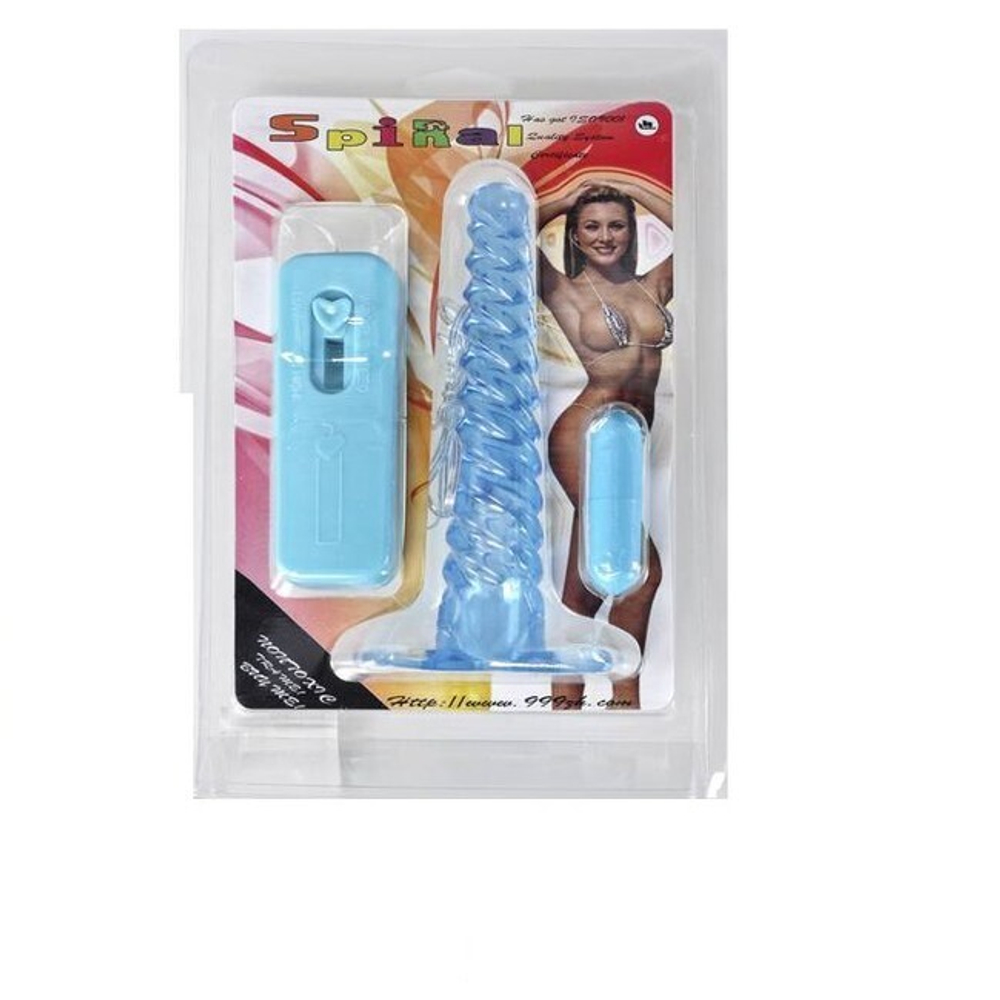 Спиралевидный анальный стимулятор с вибрацией Spiral ( 16 см , синий ) (Цвет: синий)