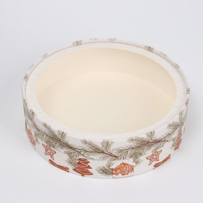 Новый год. Коробка подарочная новогодняя для макарун тубус с окном Печенье , 20 х 6 см.