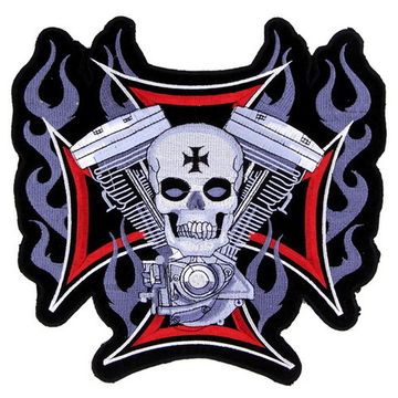 Нашивка Череп с двигателем на кресте (304)