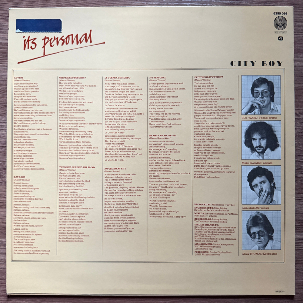 City Boy - It's Personal (Норвегия 1981г.)