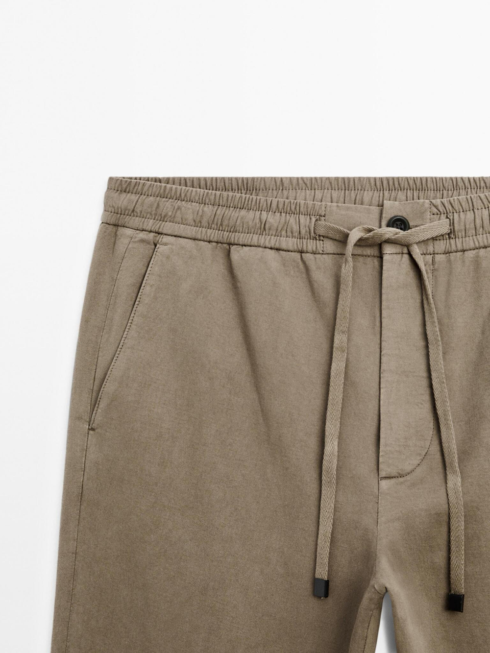 Massimo Dutti Брюки-джоггеры из хлопковой смеси, светло-коричневый