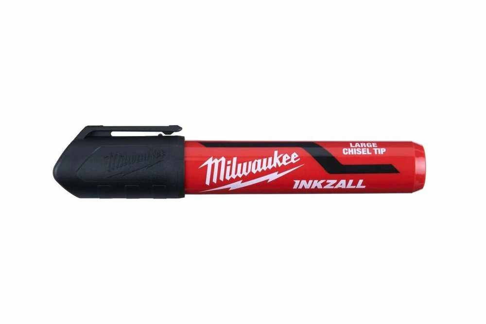 Маркер Строительный Milwaukee INKZALL, для бетона/древесины/кирпича, скошенный наконечник, быстросохнущий, чёрный, 3шт