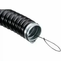 Металлорукав 15мм в ПВХ (20м) с проволокой для протяжки - защита кабеля в стенах, полу, на улице. Оцинкованная сталь.